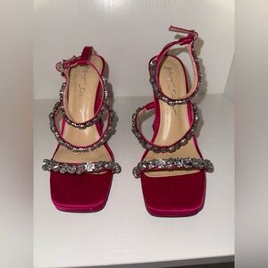 Betsey Johnson Fuchsia Heels with Rhinestone Accents
